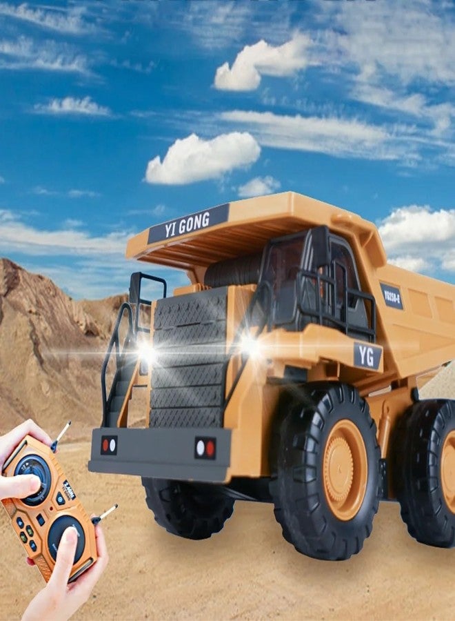 Junona Remote Control Construction Dump Truck Toys with 9 Channel with Rechargeable Batteries Metal and Light/Sound RC Dump Truck Toys Gifts Ideas for 3 Years Old Boys and Girls - Multicolor - Image 2